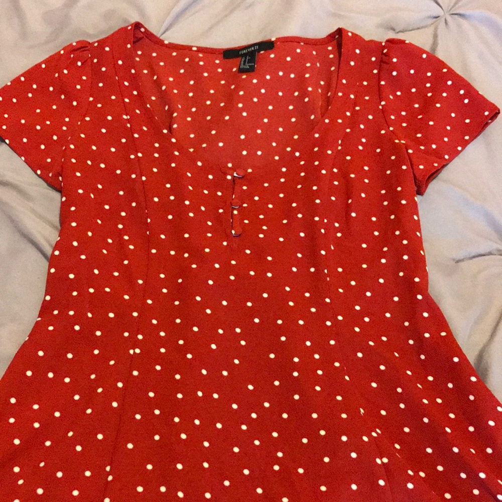 Red polka dot dress